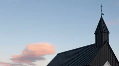 4K Timelapse Black Church Iceland Zoom Out