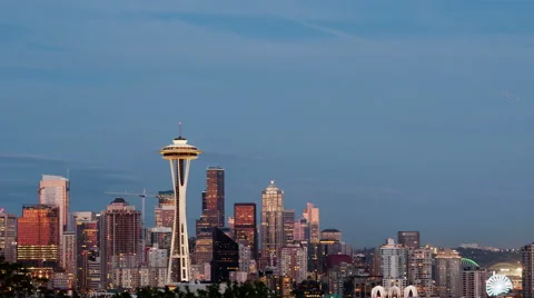 4K Time Lapse Zoom Out Seattle Skyline Fireworks