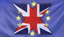 Concept Brexit UK and EU flags composition