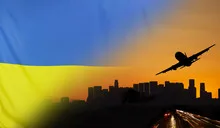 Ukraine fabric Flag Travel and Transport Concept