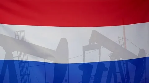 Netherlands Flag Slow Motion Oil Production Concept